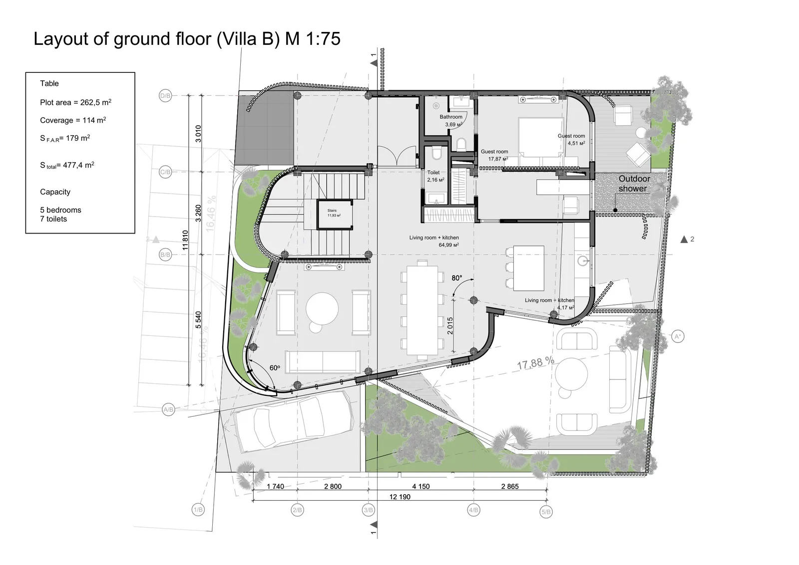 Villa B: ground floor plan