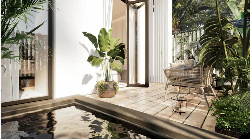 Garden deck with a plunge pool