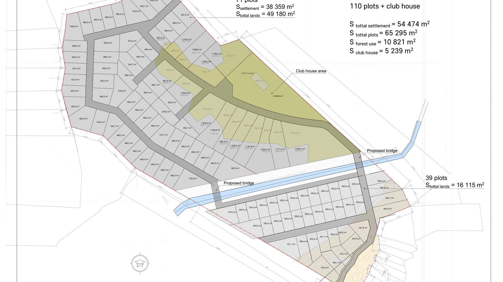 Siolim: schematic masterplan with 110 plots and a club house (indicative)